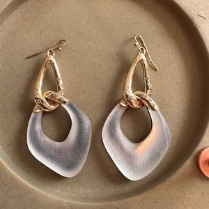 Alexis Bittar Lucite Crystal Interlocking Gold Drop earrings